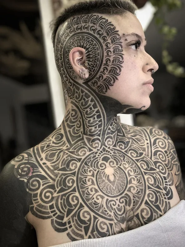 black blackwork Tatuagem em neck #55661 | Tatuador Israel Paketh