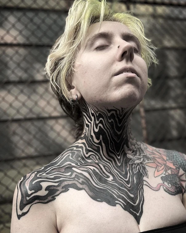 Blackwork Abstract tattoo on Neck