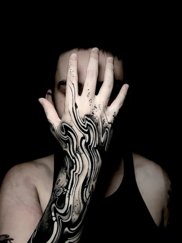 black and grey blackwork татуировка на full sleeve #55703 | Тату мастер Peste