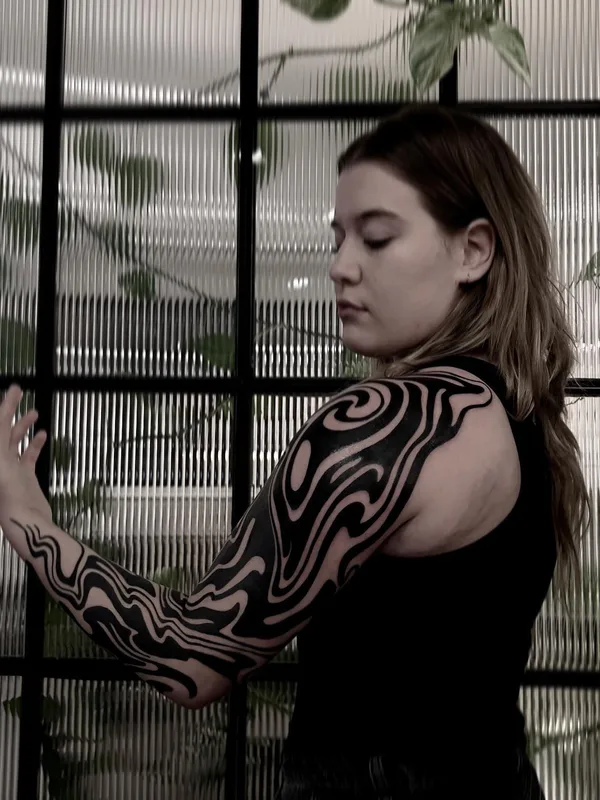 female black blackwork татуировка на full sleeve #55711 | Тату мастер Peste