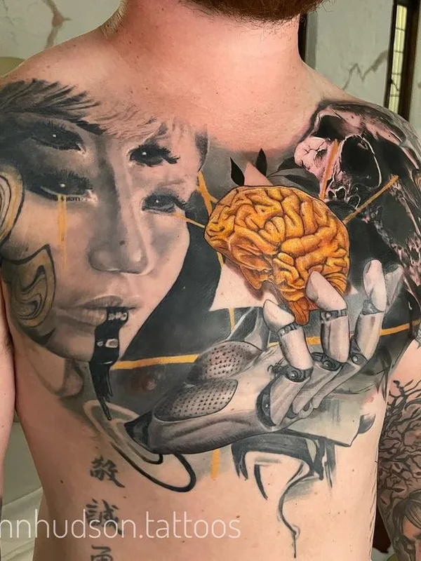 male color realism tattoo on chest #55717 | Tattoo Artist Autumn Hudson