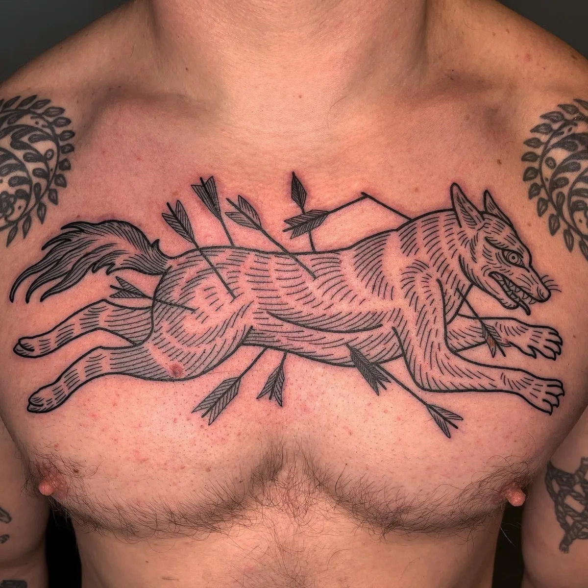 wolf tattoo engraving