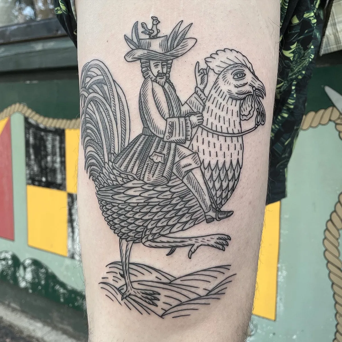 Medieval tattoo engraving