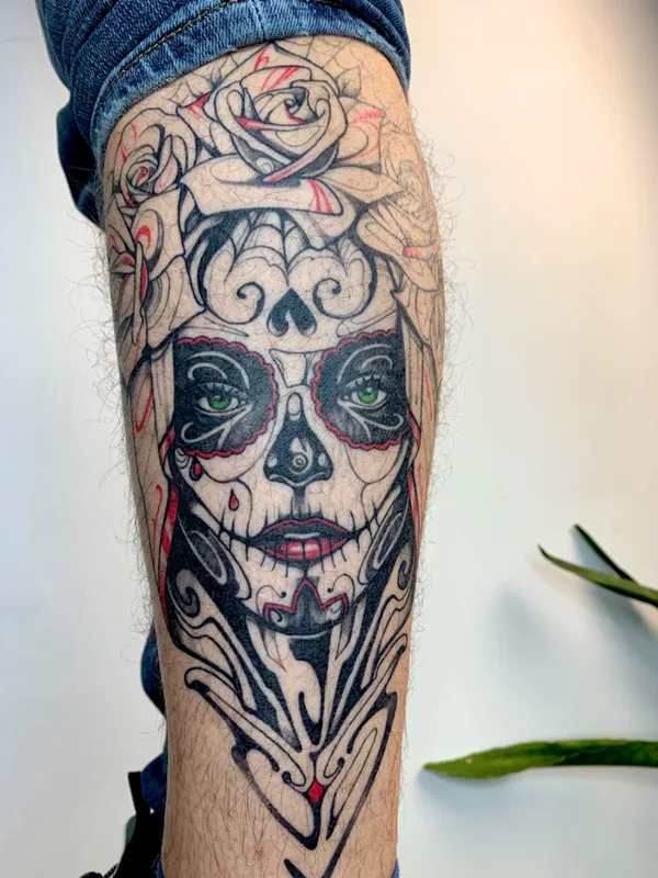 color neo traditional tattoo on calf #70103 | Tattoo Artist Alena Fares