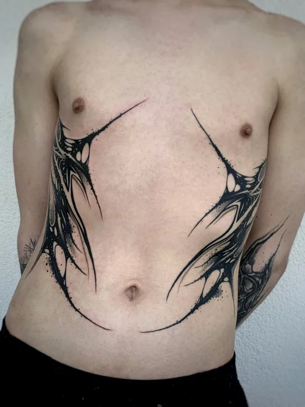 male black abstract 纹身 在 chest #70125 | 纹身师 Andrey Pavlenko