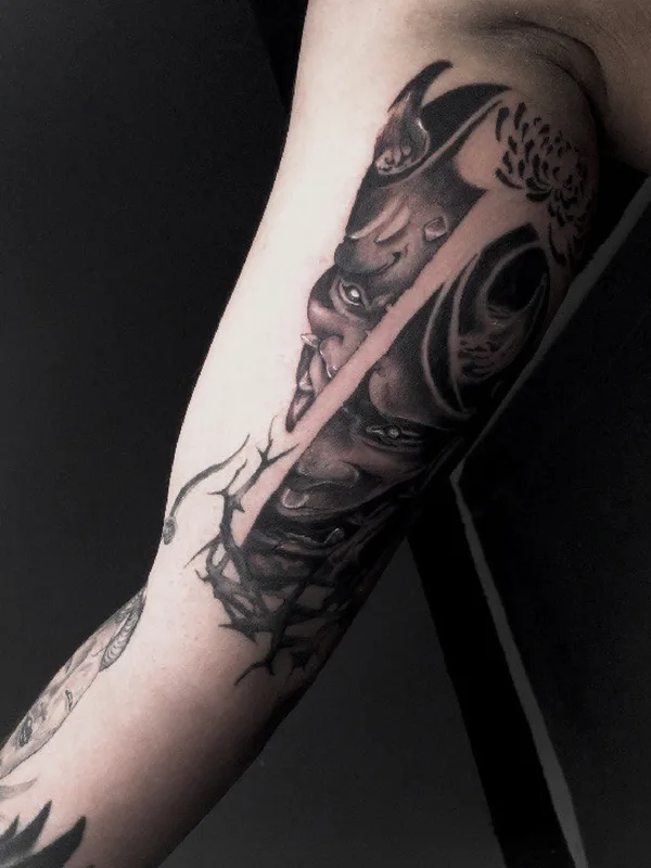 black and grey black and grey tattoo on upper arm #70185 | Tattoo Artist Mark Vinokurov