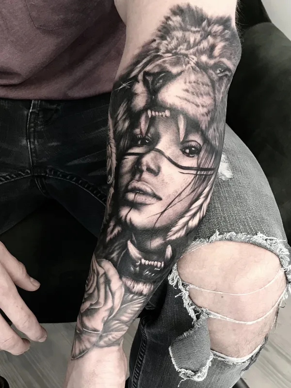 black and grey realism tattoo on full sleeve #70213 | Tattoo Artist Patrick Fumfar