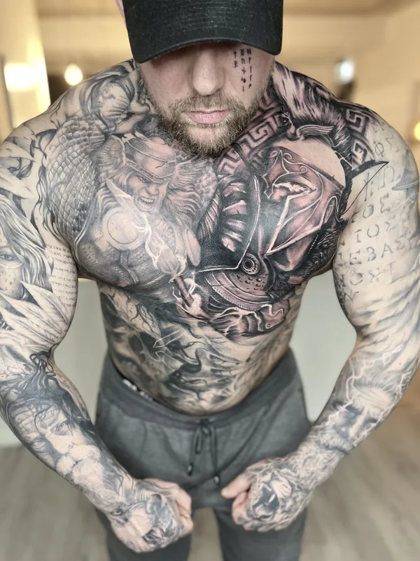 male black and grey realism tattoo on full body #70211 | Tattoo Artist Patrick Fumfar