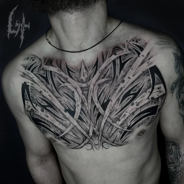Абстрактная Abstract tattoo на Грудь
