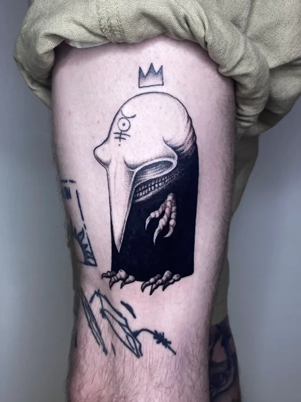 black and grey blackwork 타투 부위 thigh #70427 | 타투이스트 Лика Лесова