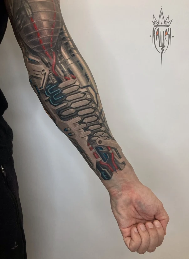 Биомеханика Cybernetic, Mechanical tattoo на Полный рукав