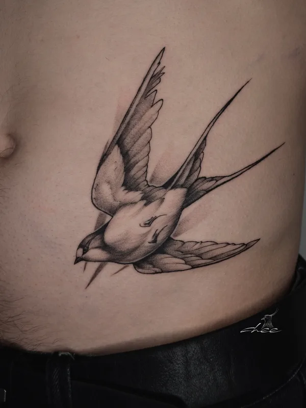black and grey black and grey tattoo auf stomach #70595 | Tätowierer chee.tattoo