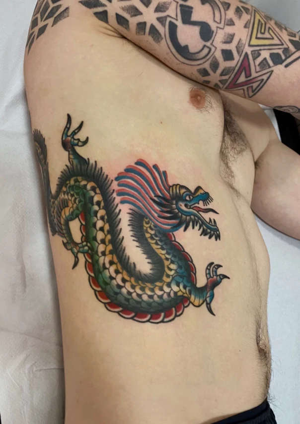 Traditional Dragon tattoo on Side