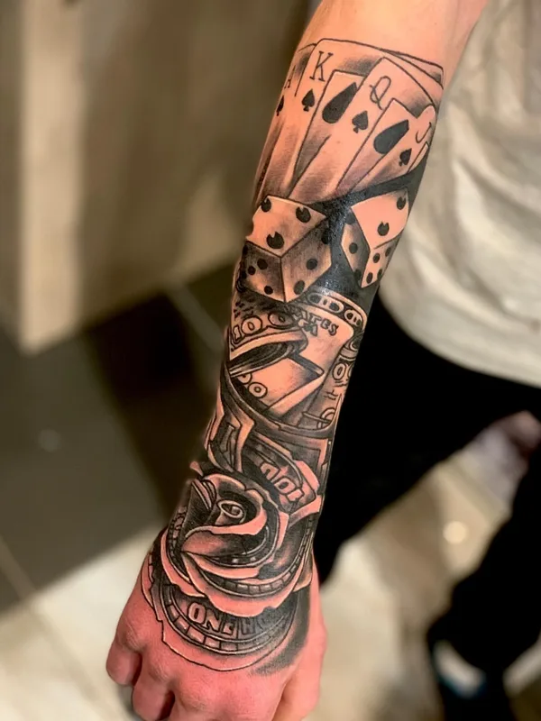 black and grey black and grey tattoo on full sleeve #71047 | Tattoo Artist Krasnodar Ink
