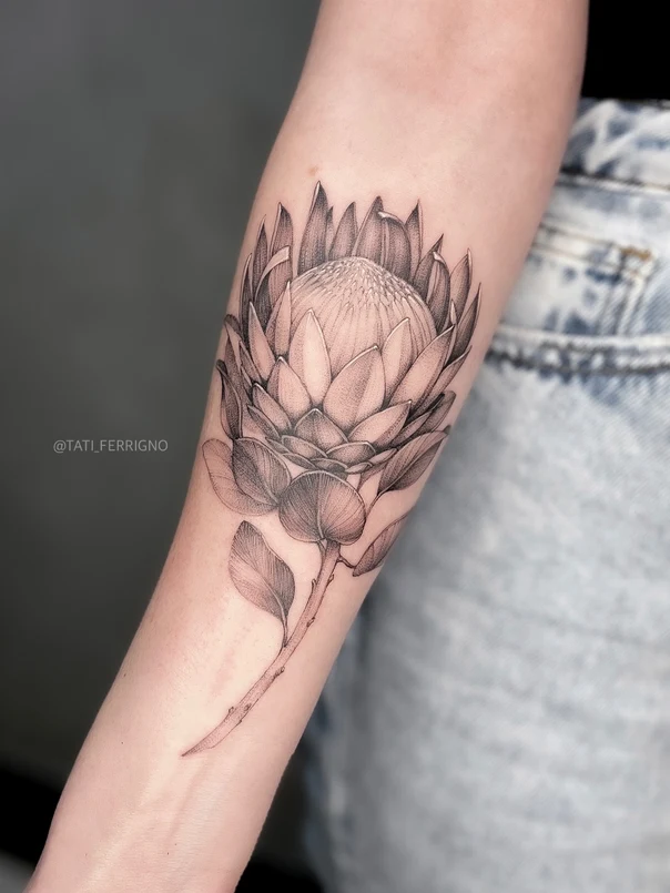 Black & Grey Flower tattoo on Forearm
