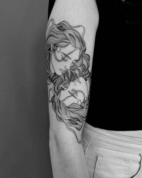 Linework Portrait tattoo on Forearm