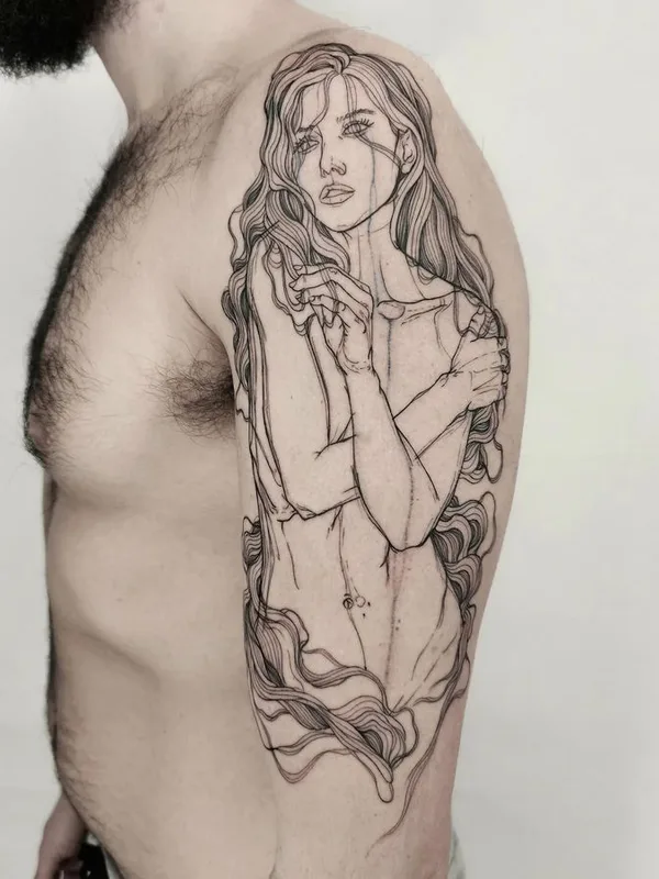 black fineline tattoo on upper arm #71632 | Tattoo Artist Nicolas Agus