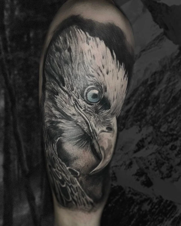 Realism Bird, Eagle tattoo on Bicep