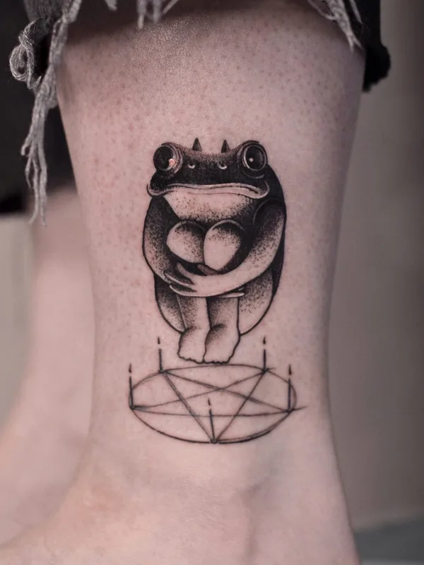 black and grey blackwork татуировка на ankle #71668 | Тату мастер Boris Popov