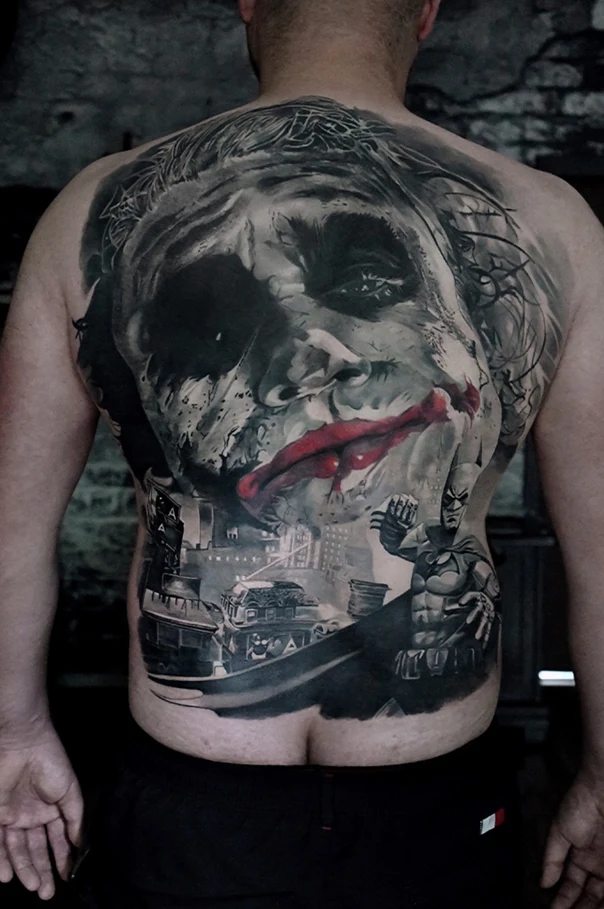 Realism Joker, Batman tattoo on Full Back
