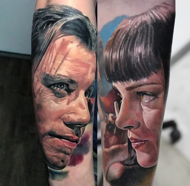 Realism Portrait, Face tattoo on Forearm