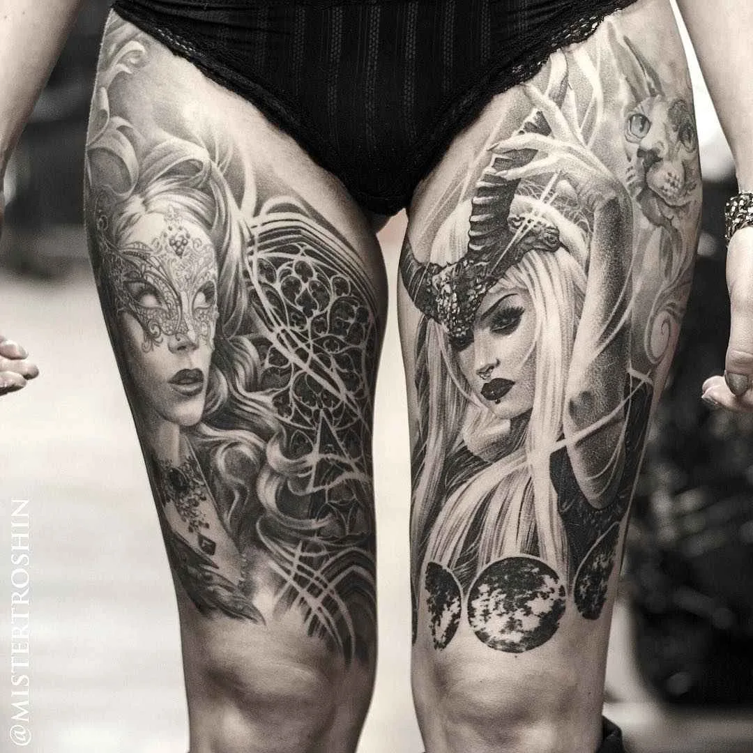 Tattoo artist Dmitry Troshin, black and grey realistic tattoo, engraving, black and grey realism | Moscow, Russia