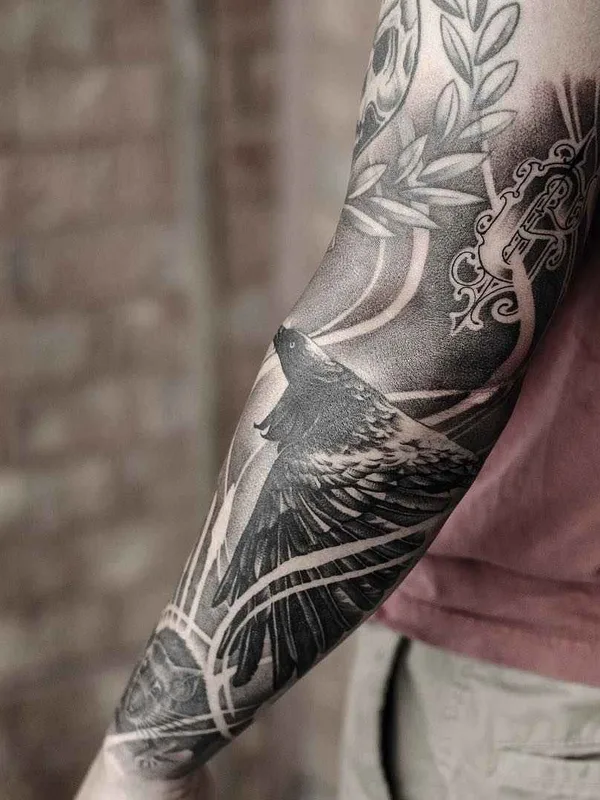 black and grey blackwork tattoo on forearm #1437 | Tattoo Artist Дмитрий Трошин