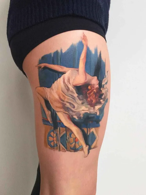 female color realism tattoo on thigh #11817 | Tattoo Artist Amanda Wachob