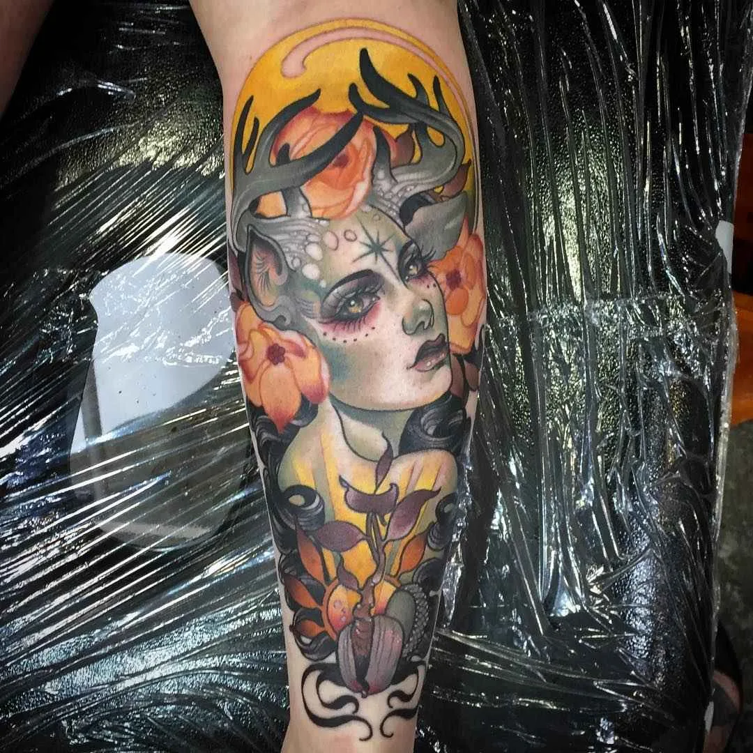 Тату мастер Kat Abdy цветные нью скул неотрад татуировки | Tattoo artist Kat Abdy color neo traditional new school tattoo