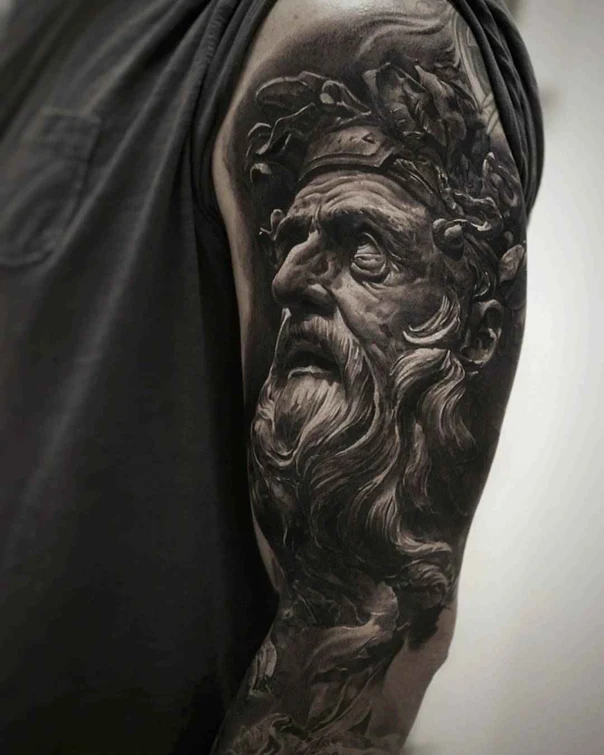 Realism Portrait tattoo on Upper Arm
