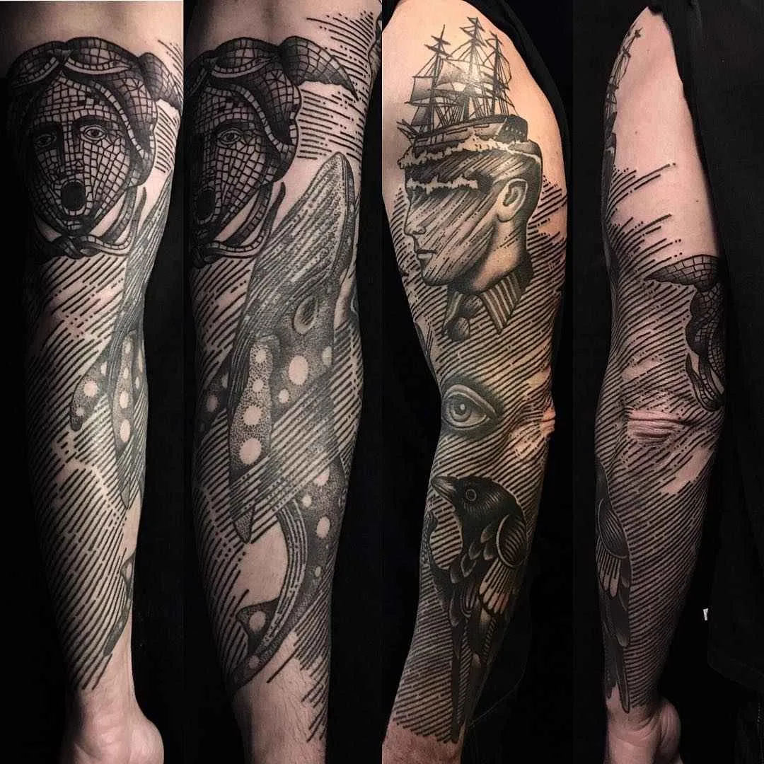Тату мастер Pietro Sedda черная абстрактная татуировка блэкворк | Tattoo artist Pietro Sedda blackwork abstract tattoo