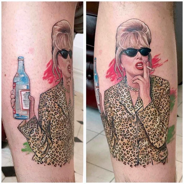 Illustrative Portrait, Character tattoo on Calf
