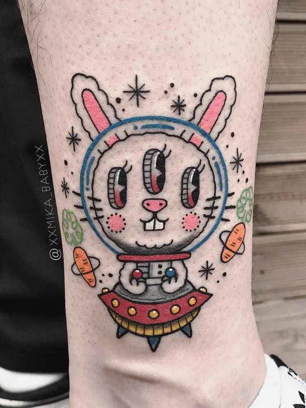 color new school Tatuaggio su calf #11856 | Tatuatore XXMIKA BABYXX