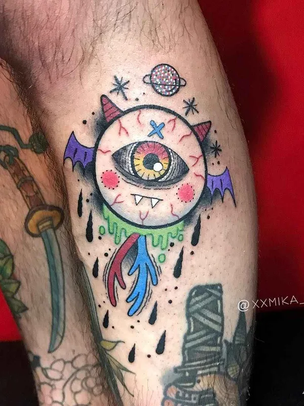 color new school Tatuaggio su calf #11860 | Tatuatore XXMIKA BABYXX