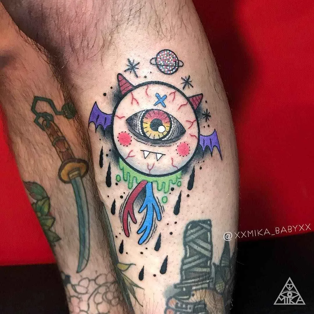 Tatuatore XXMIKA BABYXX tattoo colore astratto nuovo school | Tattoo artist XXMIKA BABYXX color abstract new school tattoo
