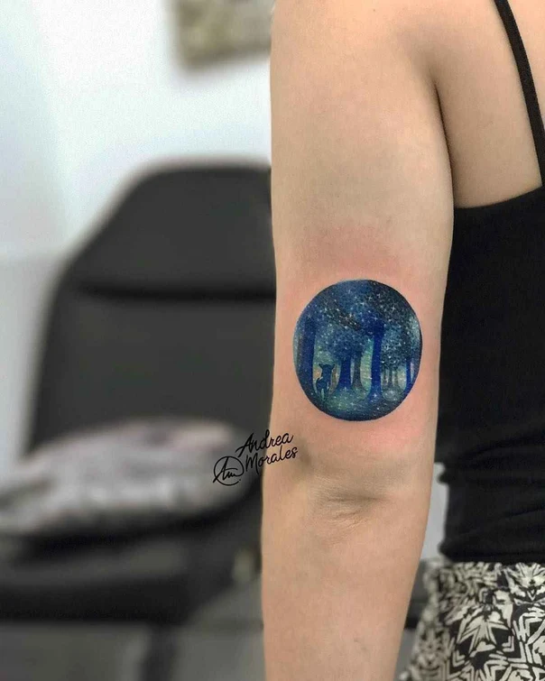 Watercolor Forest, Animal tattoo on Forearm
