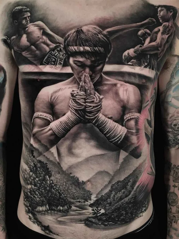 male black and grey realism 纹身 在 chest #11777 | 纹身师 Matt Jordan