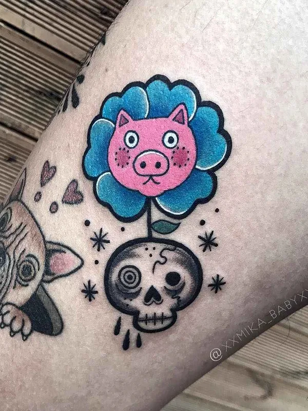 color new school Tatuaggio su thigh #11864 | Tatuatore XXMIKA BABYXX