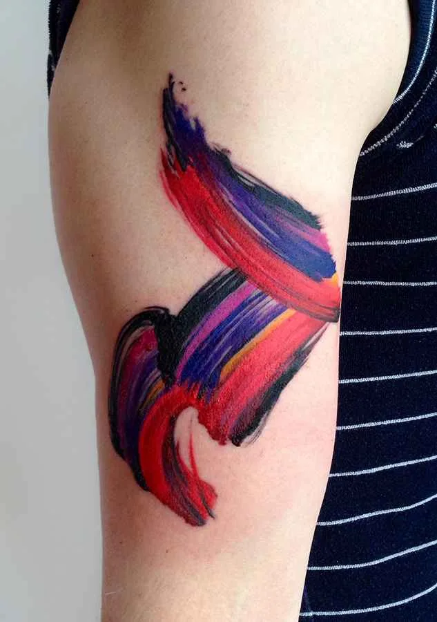 刺青艺术家阿曼达·瓦乔布的彩色抽象水彩刺青 | Tattoo artist Amanda Wachob color abstract watercolor tattoo