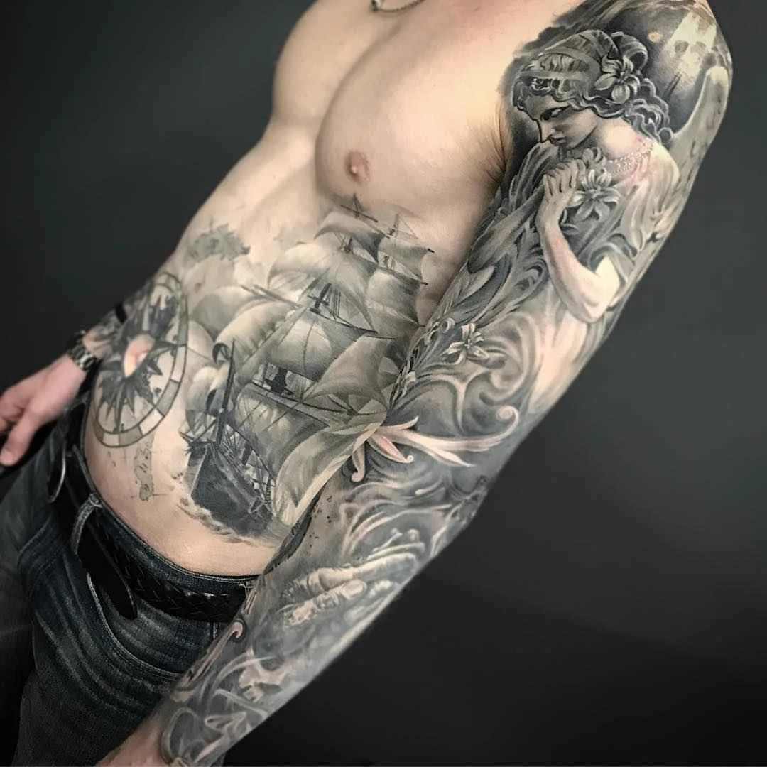 Тату мастер Дмитрий Щелоков черно-серая реализм татуировка | Tattoo artist Дмитрий Щелоков black&grey realistic tattoo