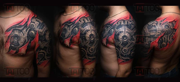 Биомеханика Gears, Mechanical tattoo на Полный рукав