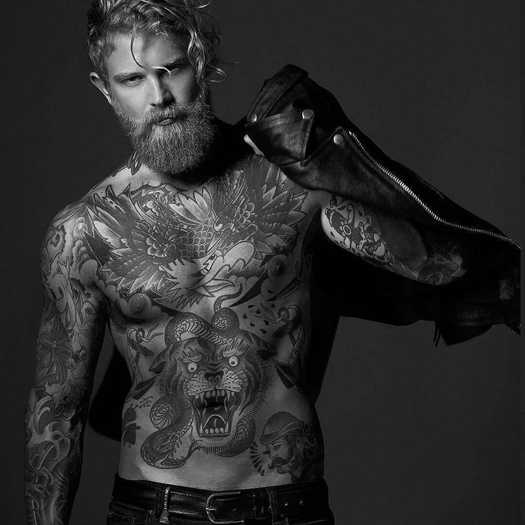 Tattooed model Josh Mario John, alternative photo model, inked guy | USA