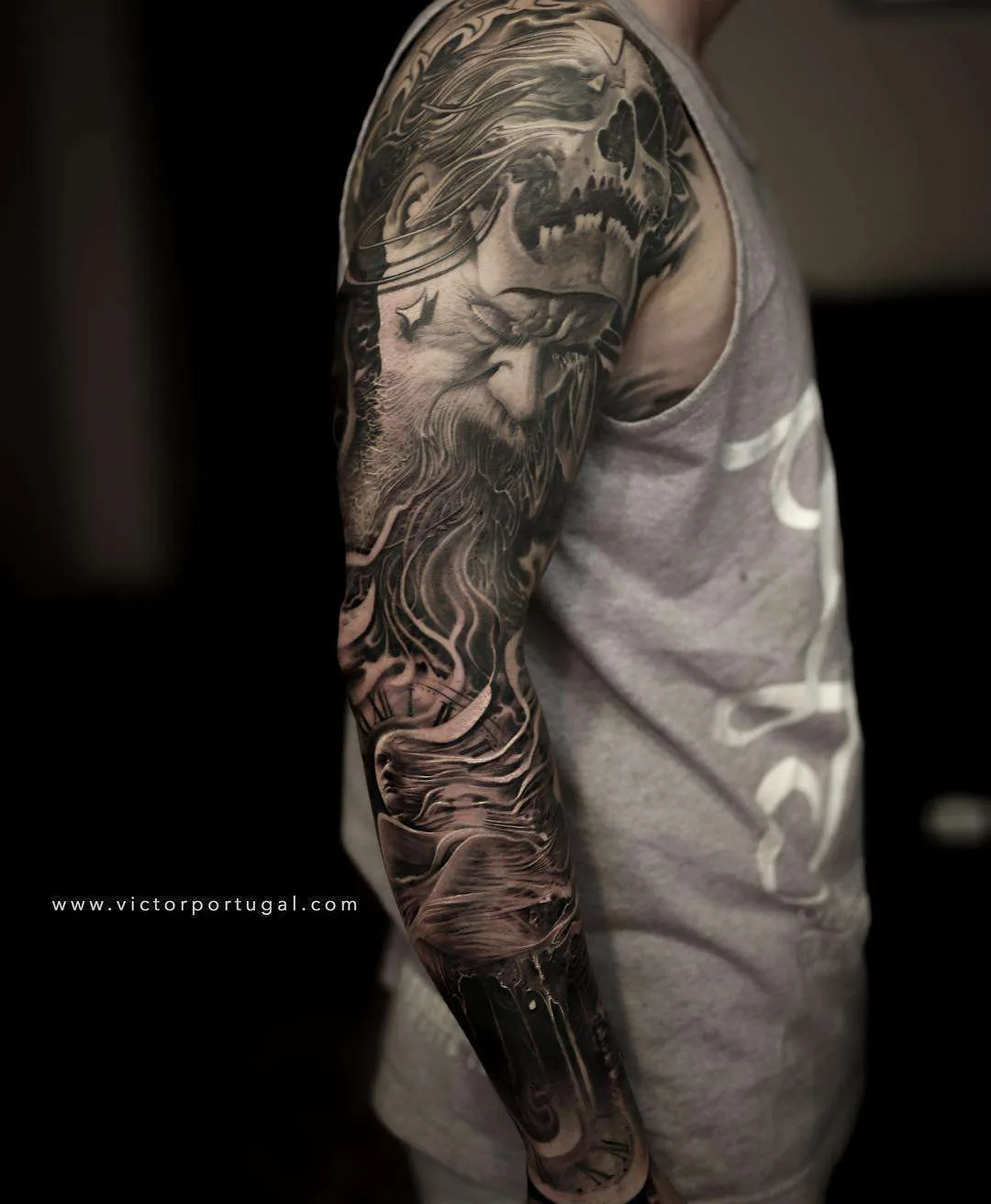 Tattoo artist Victor Portugal, authors style black&grey portrait realism, surrealism | Poland