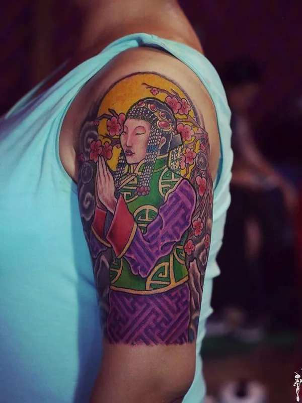 female color japanese 纹身 在 upper arm #21991 | 纹身师 Yideer
