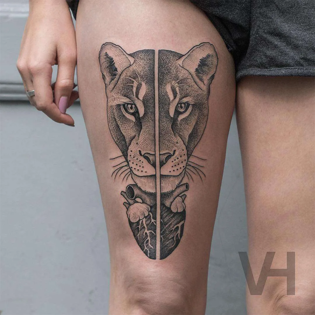 Tattoo artist Valentin Hirsch, authors style simmetrical dotwork tattoo | Germany