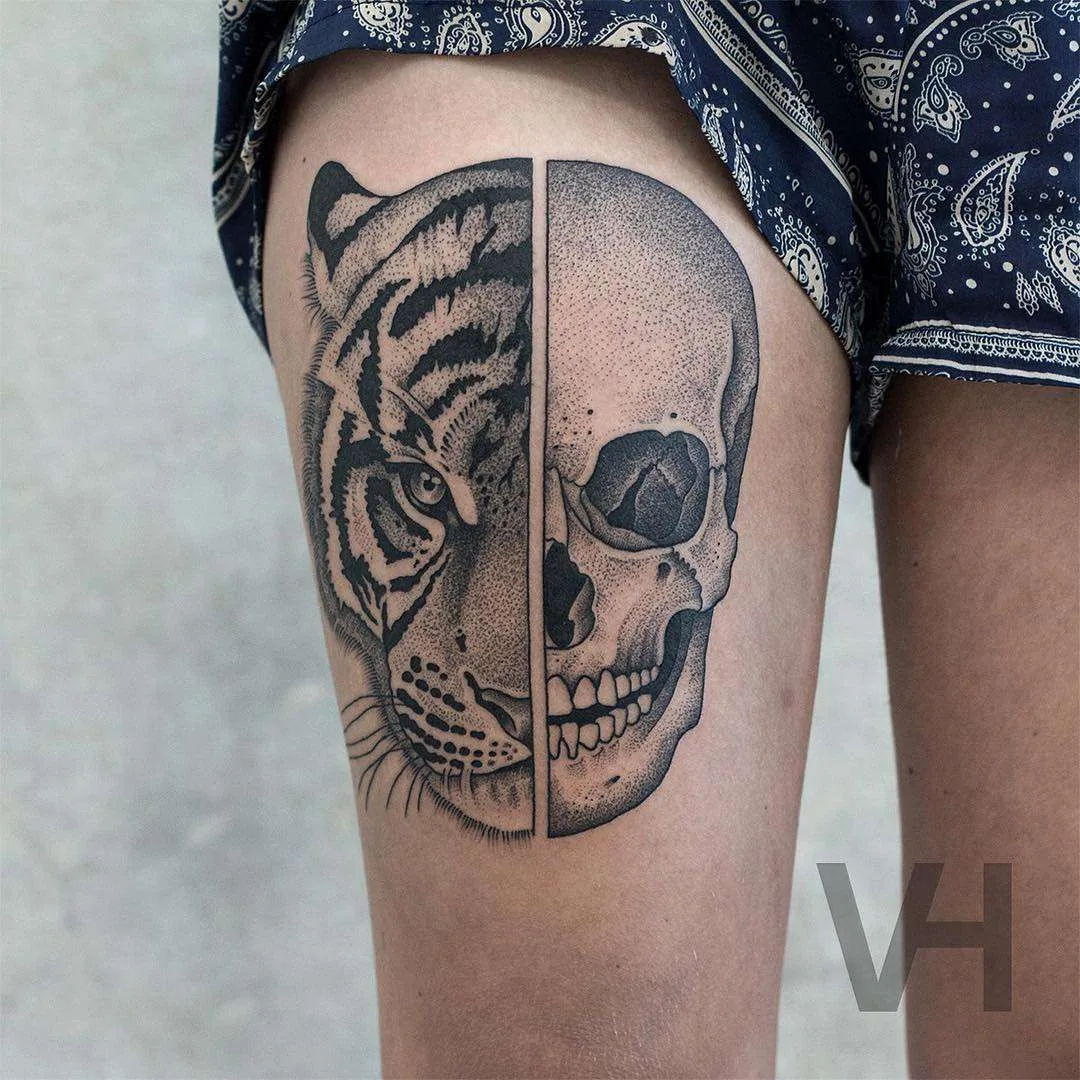 Tattoo artist Valentin Hirsch, authors style simmetrical dotwork tattoo | Germany