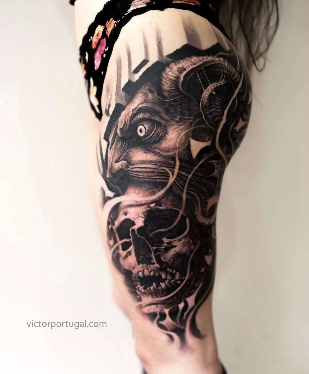 Tattoo artist Victor Portugal, authors style black&grey portrait realism, surrealism | Poland