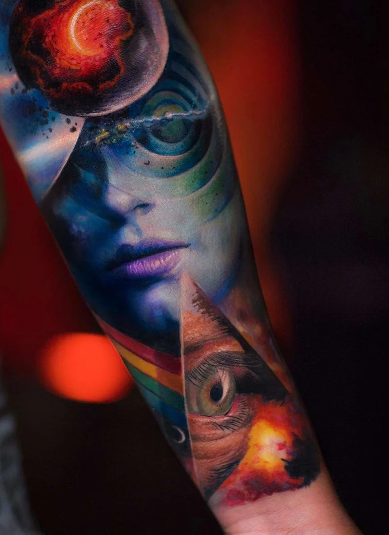 Surrealistic tattoo by Yomico Moreno