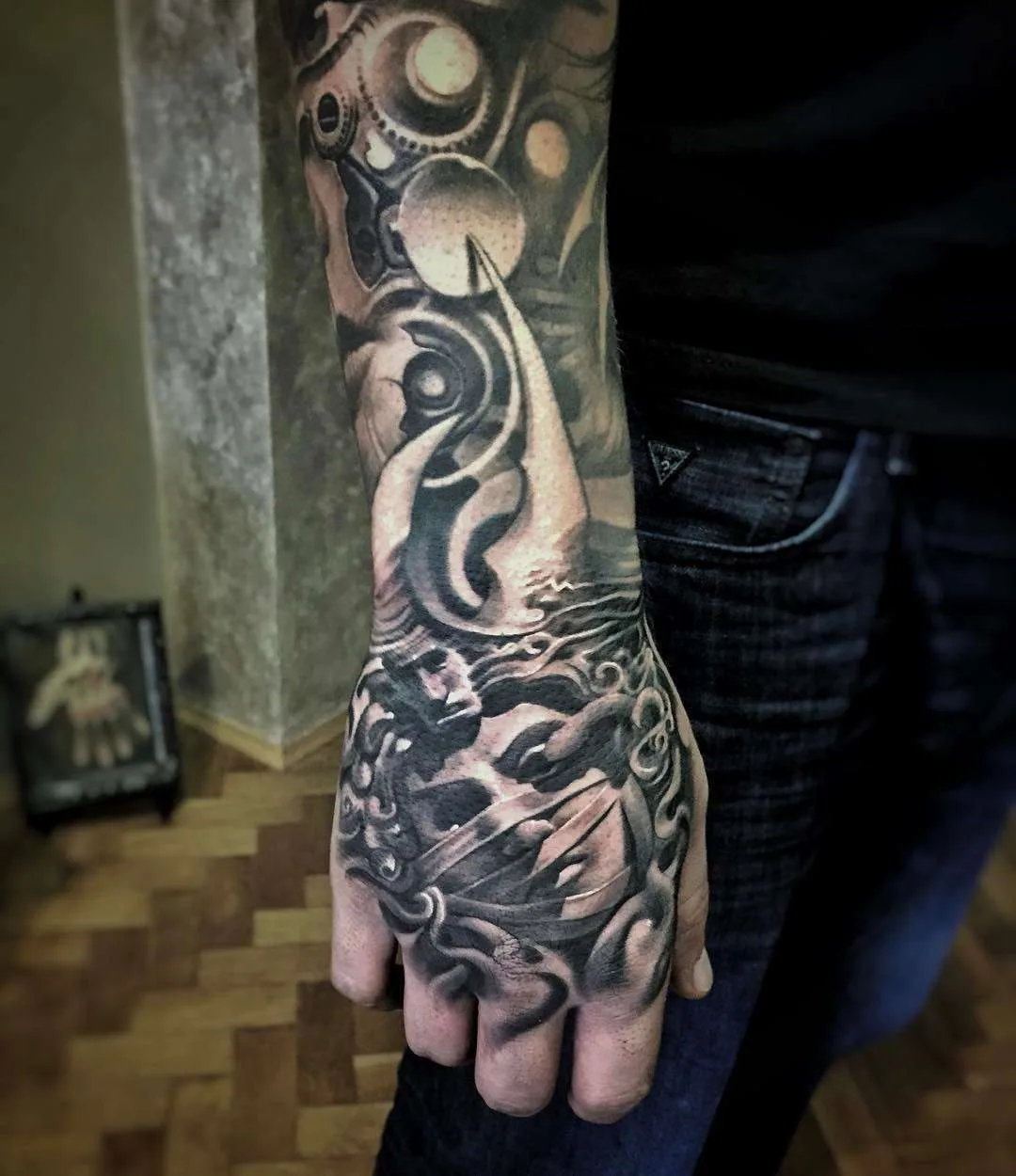Tattoo artist Victor Portugal, authors style black&grey portrait realism, surrealism | Poland