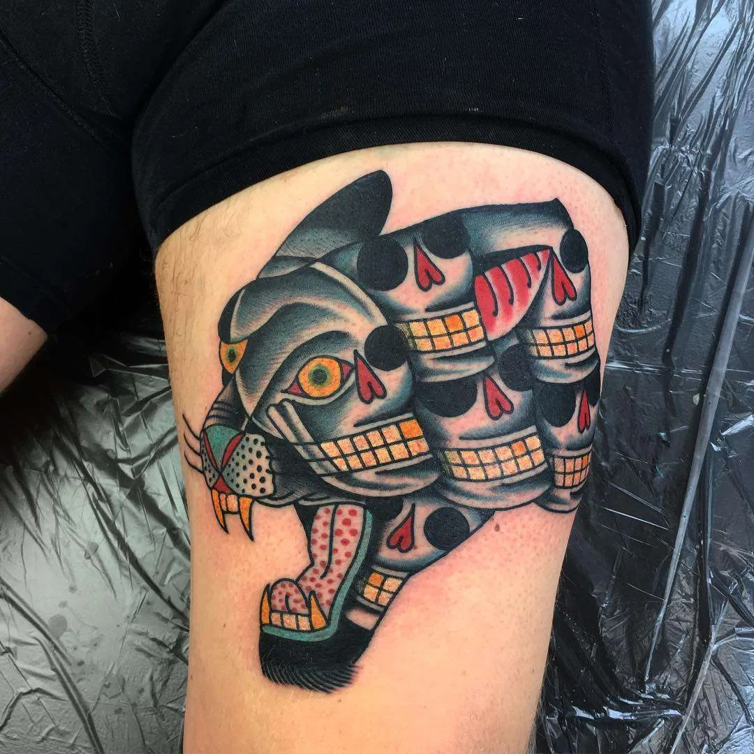 Tattoo artist Mario Teide, authors style color surrealistic traditional tattoo | United Kingdom, London